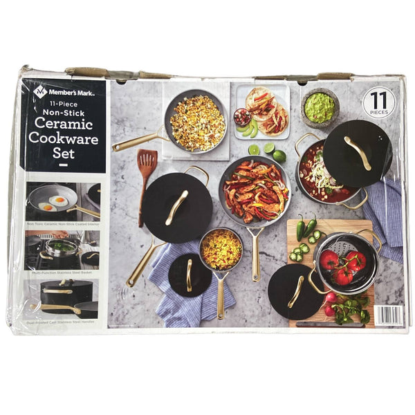 Member's Mark 11-Piece Modern Ceramic Cookware Set Black - Black