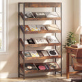 Tangkula 6-Tier Tall Freestanding Bookshelf with Angled Shelves for Home Office - 2
