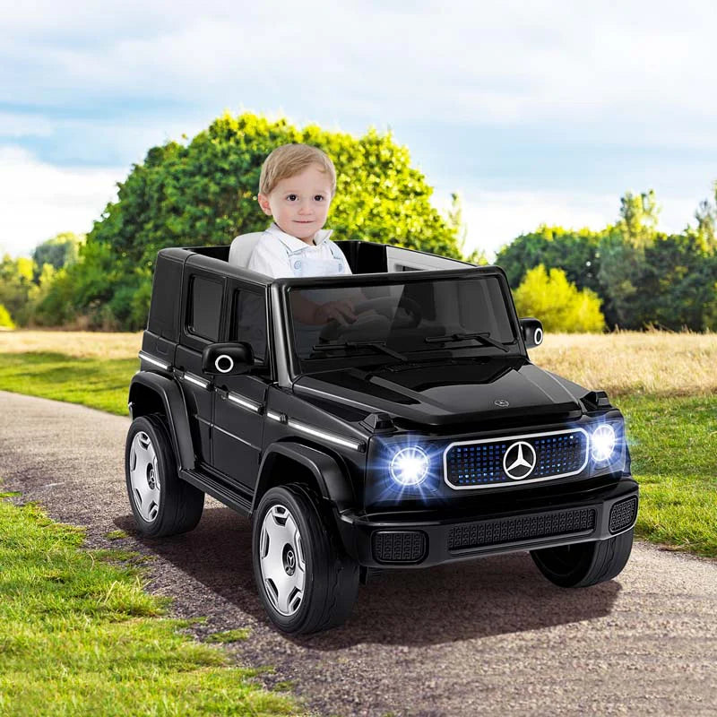12V 4WD Kids Ride On Car, Licensed Mercedes-Benz EQG Battery Powered Electric Vehicle with Remote Control & Music - Black