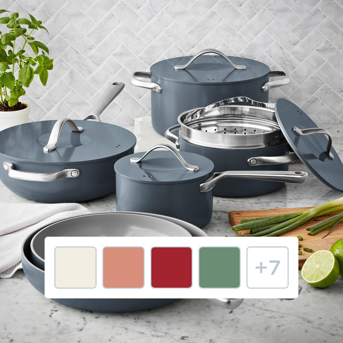 Member's Mark 11-Piece Modern Ceramic Cookware Set (Gray) - Gray
