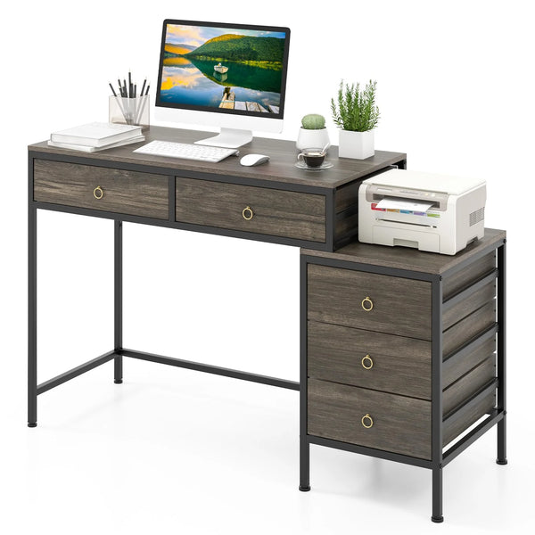 Tangkula 51" Home Office Desk with Printer Stand - Grey