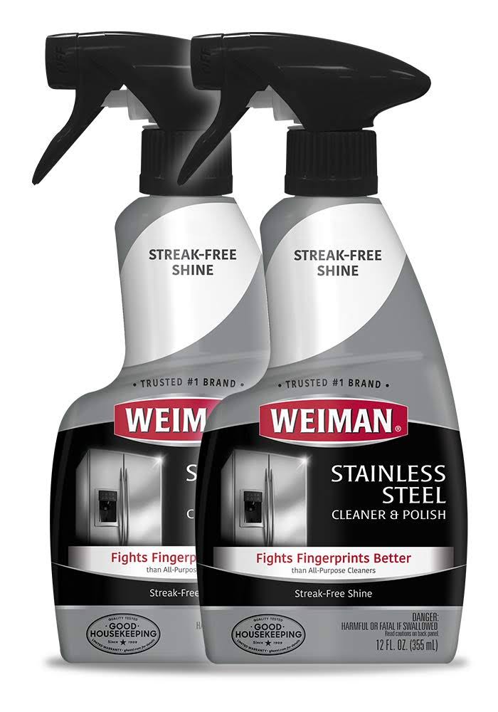 Weiman Stainless Steel Cleaner and Polish - 12 Ounce (2 Pack) - Removes Fingerprints, Residue, Water Marks and Grease from Appliances - Refrigerators - 12 Fl Oz (Pack Of 2)