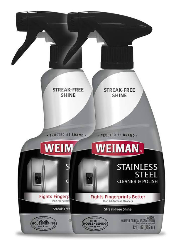 Weiman Stainless Steel Cleaner and Polish - 12 Ounce (2 Pack) - Removes Fingerprints, Residue, Water Marks and Grease from Appliances - Refrigerators - 12 Fl Oz (Pack Of 2)