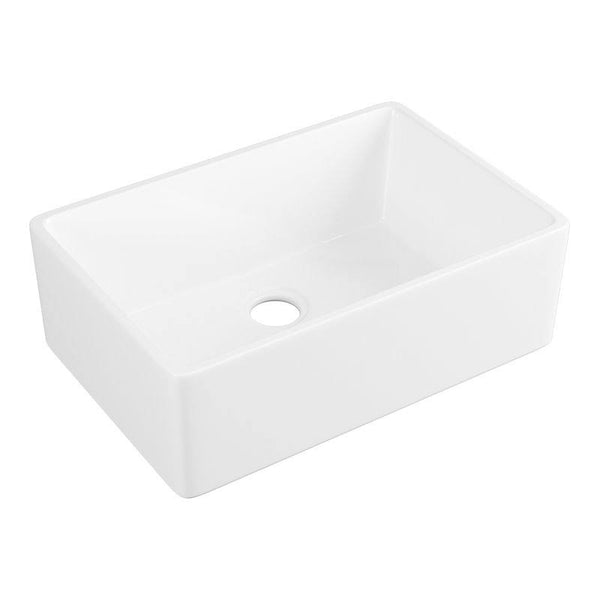 DeerValley DV-1K116 White 24 inch Farmhouse Sink with Bottom Grid and Strainer,Apron Sink Single Bowl Ceramic Sink,Small Kitchens Sinks - 23.81x16.06x7.88 in