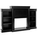70" Fireplace Mantel TV Stand with Storage Shelves, Freestanding Wood Media Console for 28.5" Fireplace Insert, Living Room & Bedroom - Black