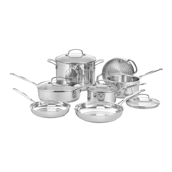 Cuisinart Chef's 11 Piece Classic Stainless Steel Cookware Set, Silver - Stainless-Steel