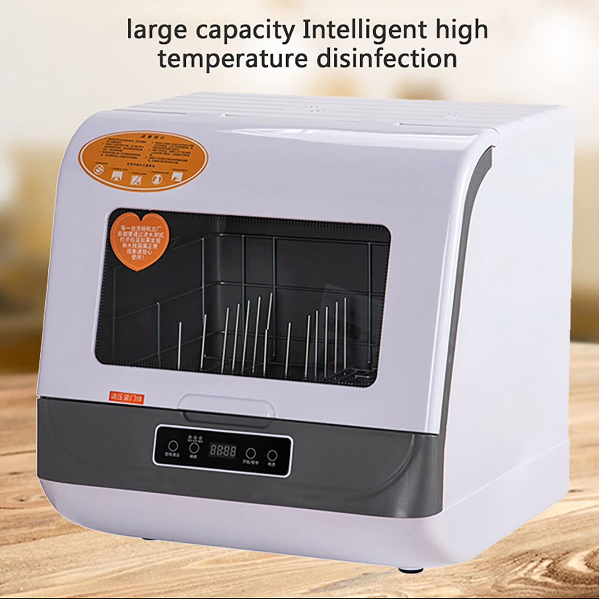 110V 800W Countertop Dishwasher - Stainless Steel, 3 Wash Modes + Fruit Wash, Touch Control, Space - Saving, Ideal for Small Kitchens & Rvs