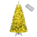 6/7/8FT Pre-Lit Artificial Christmas Tree, Hinged Xmas Tree with Remote, Warm White LED Lights, Timer, Adjustable Lighting Modes for Holiday Decor - 8 FT