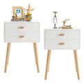 Syngar Nightstand Set of 2, Bedroom Bedside Table with 2 Drawer Storage Shelf, Simple Modern Night Stand End Table with Wood Handle, Easy Assembly, Suitable for Living Room Bedroom Furniture, White - Style 1#White