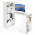 48" Computer Desk with 6-Tier Storage Shelves, 3-in-1 Reversible Writing Desk w/ Bookshelf & CPU Stand, Space-Saving Home Office Workstation - Black