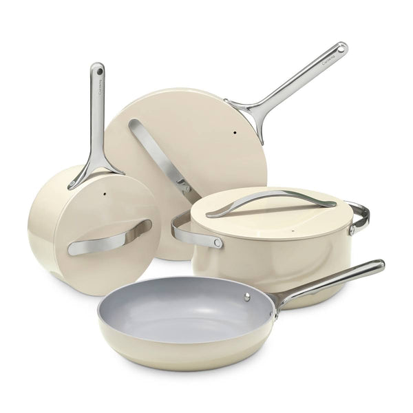Caraway Home Cream Non-Stick Ceramic 7-Piece Cookware Set - Cream