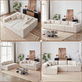 104 - Inch Corduroy Modular L Shaped Sectional Sofa, Luxury Floor Couch Set, Upholstered Indoor Furniture, Foam - Filled Compressed Sofa for Living Room, Bedroom, 4 PC Free Combination ? - Beige + Corduroy