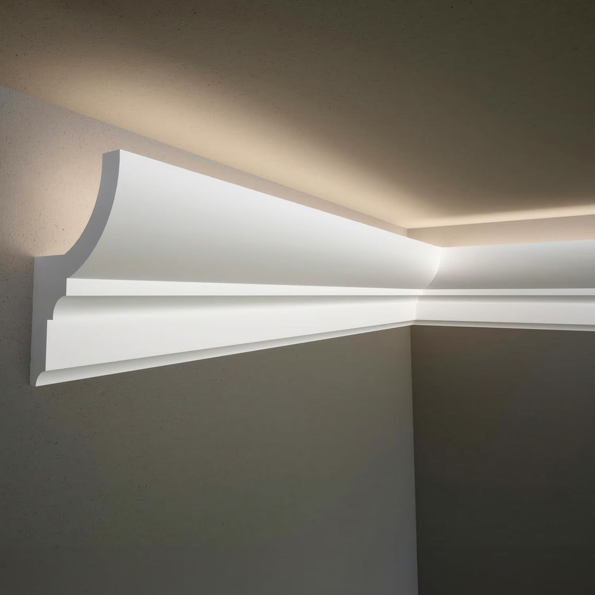 7 - Piece 94.5 (55.12 Ft) Crown Molding with Duct Kit for Seamless Ambient Home Accent Lighting | Waterproof Channel for Easy LED Strip Installation (CROWN MOLDING WITH LED DUCT)