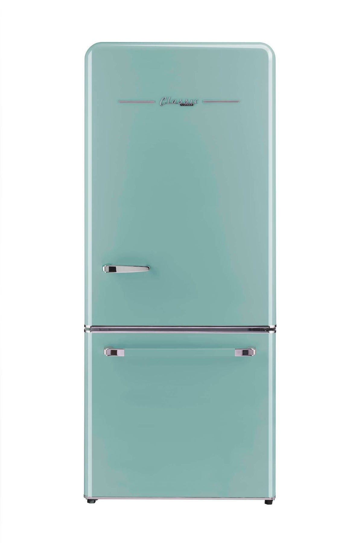 Unique Appliances UGP-510L AC Classic Retro 30 inch Wide 17.7 Cu. ft. Energy Star Certified Bottom Freezer Refrigerator with Wine Rack - Ocean Mist Turquoise