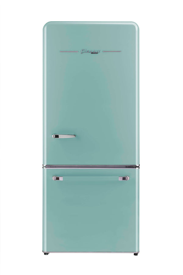 Unique Appliances UGP-510L AC Classic Retro 30 inch Wide 17.7 Cu. ft. Energy Star Certified Bottom Freezer Refrigerator with Wine Rack - Ocean Mist Turquoise