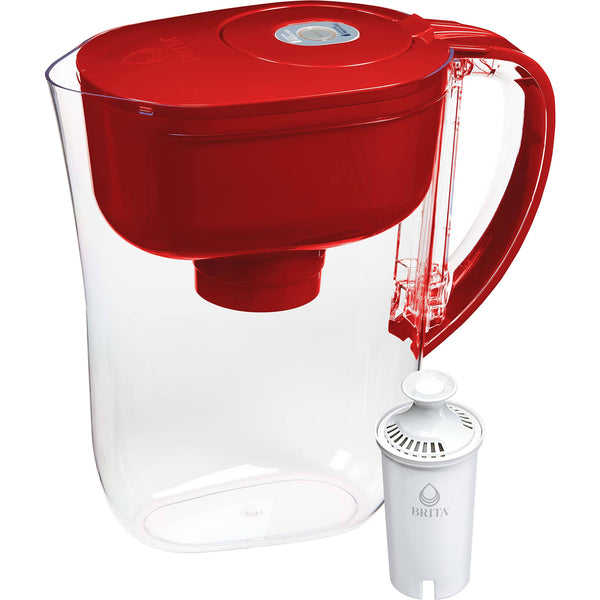 Brita Water Filter Pitcher for Tap and Drinking Water with 1 Standard Filter, Lasts 2 Months, 6-Cup Capacity, BPA Free, Red - Red