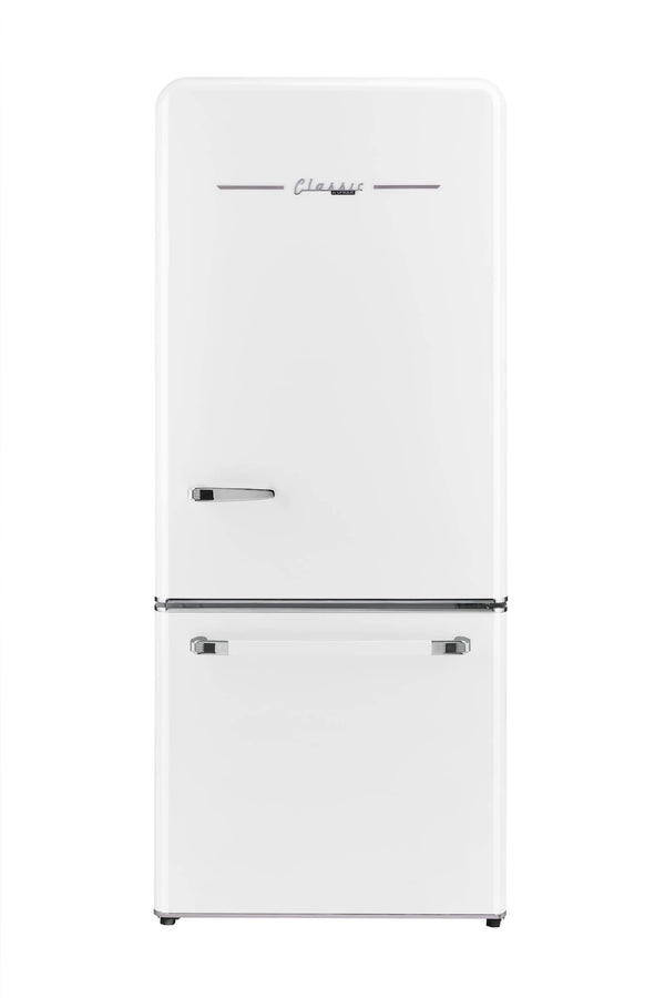 Unique Appliances UGP-510L AC Classic Retro 30 inch Wide 17.7 Cu. ft. Energy Star Certified Bottom Freezer Refrigerator with Wine Rack - Marshmallow White