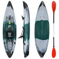 Sit-on-Top Fishing Kayak with Aluminum Paddle, 4 Fishing Rod Holders & Padded Seat, 9.7FT 1-Person Recreational Touring Kayak for Lake, River, Ocean - Gray