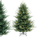 6/7/8 FT Pre-Lit Artificial Christmas Tree, Hinged Xmas Tree with 240/340/450 Warm White LED Lights, 8 Lighting Modes, 778/1090/1480 Branch Tips - 8 FT