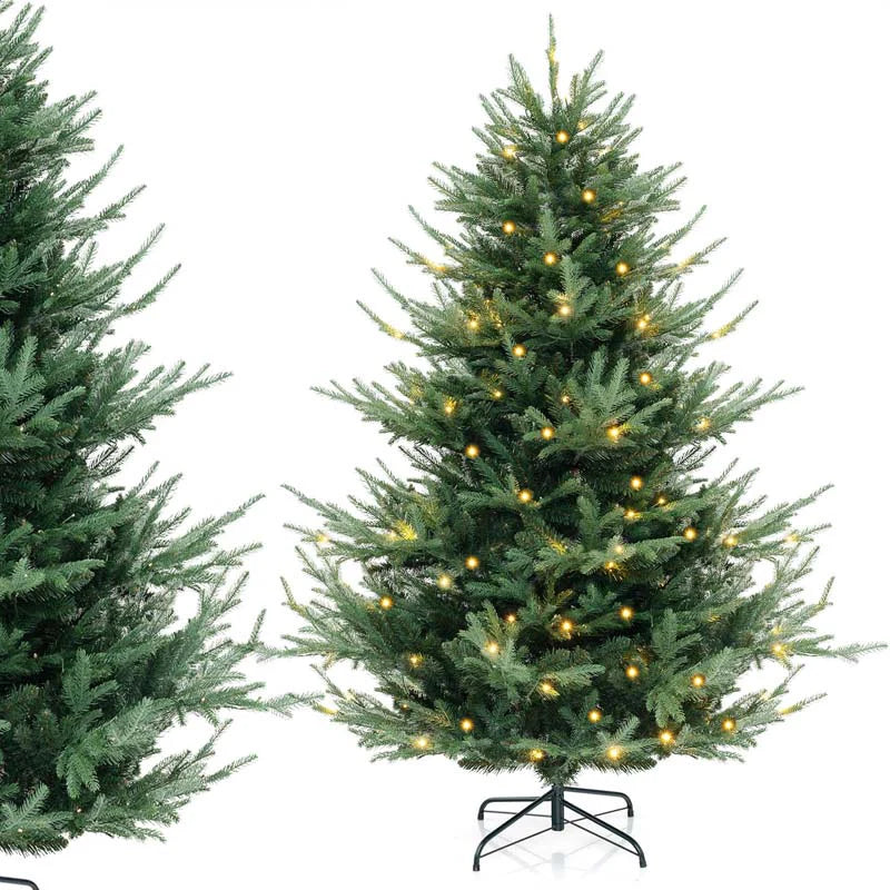 6/7/8 FT Pre-Lit Artificial Christmas Tree, Hinged Xmas Tree with 240/340/450 Warm White LED Lights, 8 Lighting Modes, 778/1090/1480 Branch Tips - 8 FT