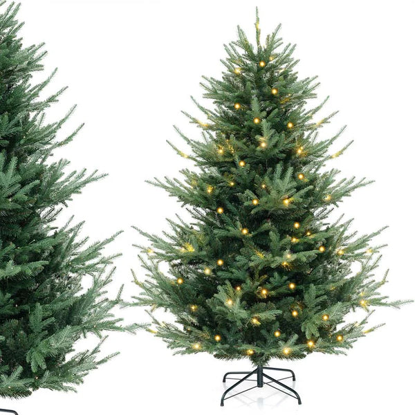 6/7/8 FT Pre-Lit Artificial Christmas Tree, Hinged Xmas Tree with 240/340/450 Warm White LED Lights, 8 Lighting Modes, 778/1090/1480 Branch Tips - 8 FT