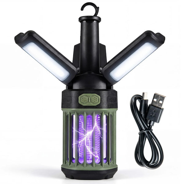 Tangkula 3-Petal Foldable Bug Zapper Adjustable Lighting Modes Type-C Rechargeable - Green