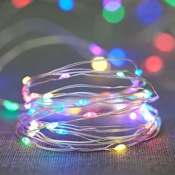Mainstays Battery-Operated Indoor 50-Count LED Multi-Color Wire Lights, with 8 Lighting Modes - Multi-Color