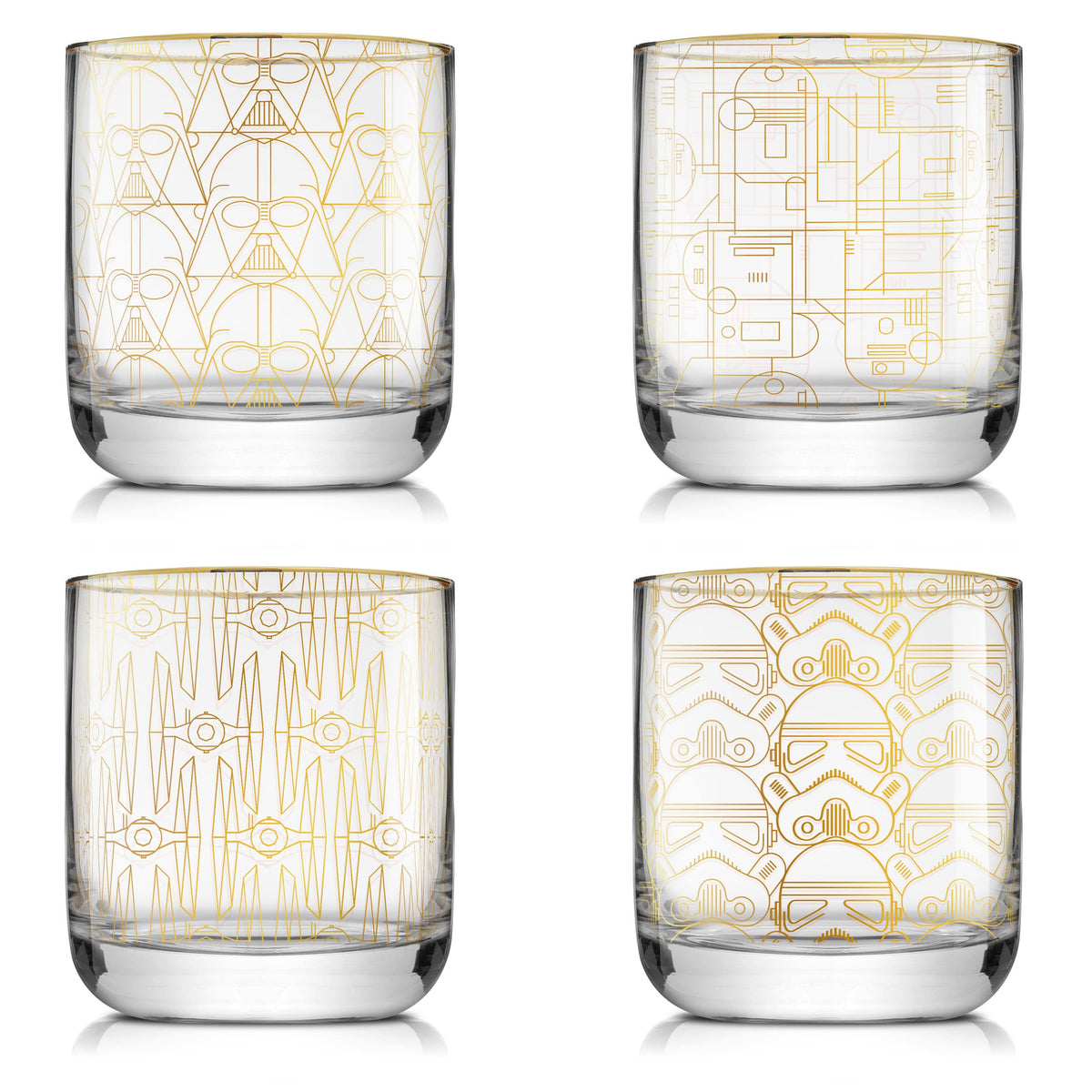 JoyJolt Star Wars Deco Double Old Fashion Drinking Glass - 10 oz - Set of 4