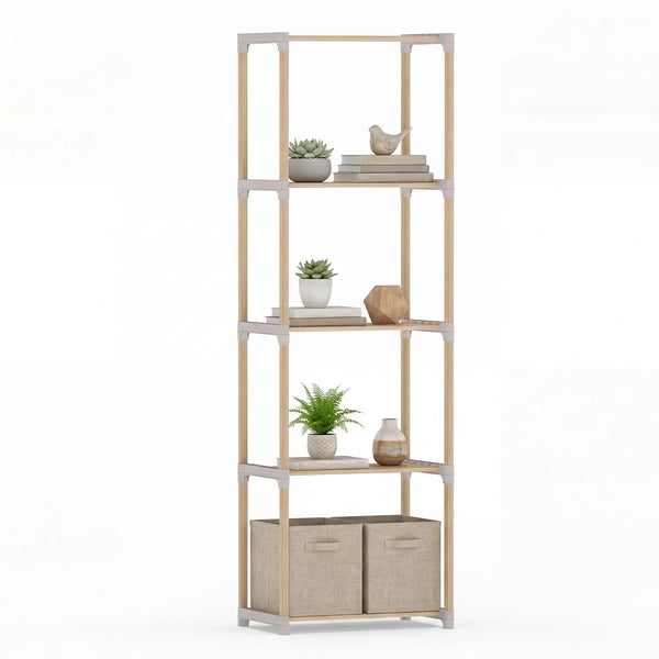 Tangkula 4/5-Tier Solid Wood Bookshelf for Home Office - 2 / 5-Tier