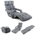 6-Position Adjustable Floor Sofa Bed, Folding Lazy Sofa Chaise Lounger Recliner with Armrests & Footrests for Living Room, Bedroom & Gaming - Gray