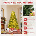 6/7/8FT Pre-Lit Artificial Christmas Tree, Hinged Xmas Tree with Remote, Warm White LED Lights, Timer, Adjustable Lighting Modes for Holiday Decor