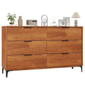 Mid-Century Modern 6-Drawer Dresser, Wooden Chest of Drawers with Anti-Tip Interlock System & Metal Legs for Bedroom, Living Room & Hallway - 2 PCS