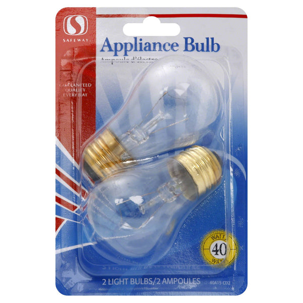 Safeway Light Bulbs, Appliance, 40 Watts - 2 bulbs