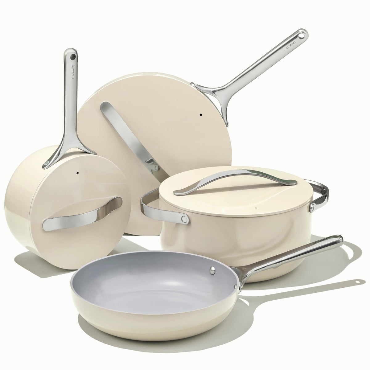 Caraway Home Non-Stick Ceramic Cookware Set, 7-Piece - Cream - Cream